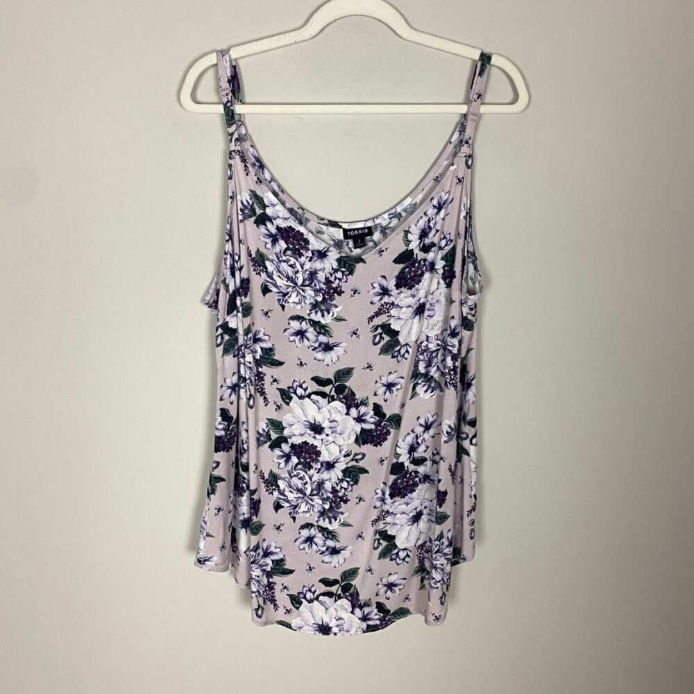 Torrid Floral Tank Top Flowy Womens 2X Purple